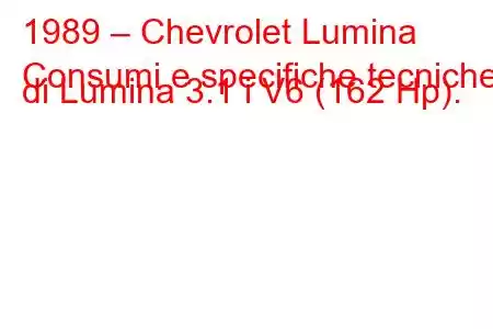 1989 – Chevrolet Lumina
Consumi e specifiche tecniche di Lumina 3.1 i V6 (162 Hp).