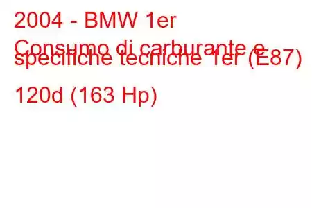 2004 - BMW 1er
Consumo di carburante e specifiche tecniche 1er (E87) 120d (163 Hp)