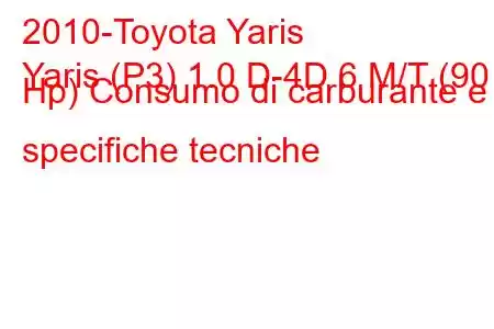 2010-Toyota Yaris
Yaris (P3) 1.0 D-4D 6 M/T (90 Hp) Consumo di carburante e specifiche tecniche