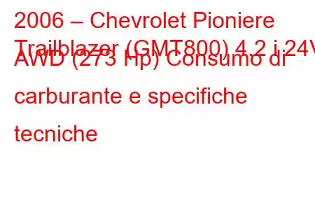 2006 – Chevrolet Pioniere
Trailblazer (GMT800) 4.2 i 24V AWD (273 Hp) Consumo di carburante e specifiche tecniche