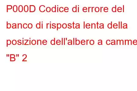 P000D Codice di errore del banco di risposta lenta della posizione dell'albero a camme 