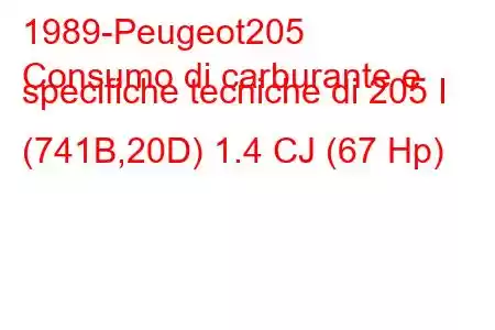 1989-Peugeot205
Consumo di carburante e specifiche tecniche di 205 I (741B,20D) 1.4 CJ (67 Hp)