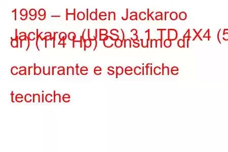 1999 – Holden Jackaroo
Jackaroo (UBS) 3.1 TD 4X4 (5 dr) (114 Hp) Consumo di carburante e specifiche tecniche