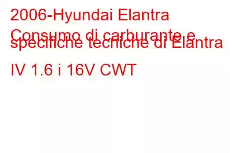 2006-Hyundai Elantra
Consumo di carburante e specifiche tecniche di Elantra IV 1.6 i 16V CWT