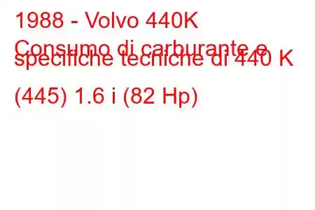 1988 - Volvo 440K
Consumo di carburante e specifiche tecniche di 440 K (445) 1.6 i (82 Hp)