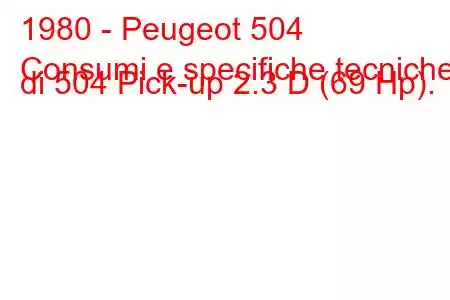 1980 - Peugeot 504
Consumi e specifiche tecniche di 504 Pick-up 2.3 D (69 Hp).