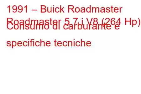 1991 – Buick Roadmaster
Roadmaster 5.7 i V8 (264 Hp) Consumo di carburante e specifiche tecniche