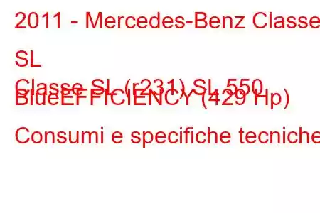 2011 - Mercedes-Benz Classe SL
Classe SL (r231) SL 550 BlueEFFICIENCY (429 Hp) Consumi e specifiche tecniche