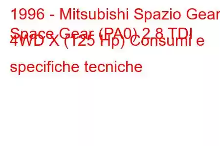 1996 - Mitsubishi Spazio Gear
Space Gear (PA0) 2.8 TDI 4WD X (125 Hp) Consumi e specifiche tecniche