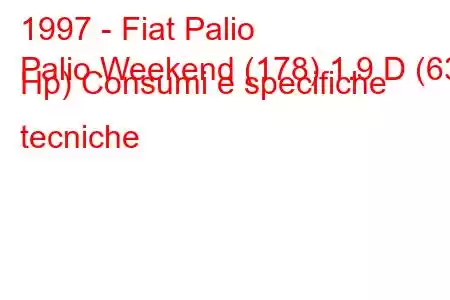 1997 - Fiat Palio
Palio Weekend (178) 1.9 D (63 Hp) Consumi e specifiche tecniche