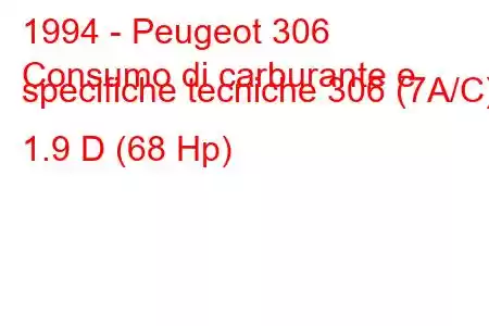 1994 - Peugeot 306
Consumo di carburante e specifiche tecniche 306 (7A/C) 1.9 D (68 Hp)