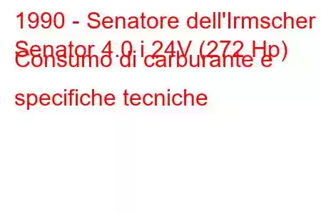 1990 - Senatore dell'Irmscher
Senator 4.0 i 24V (272 Hp) Consumo di carburante e specifiche tecniche